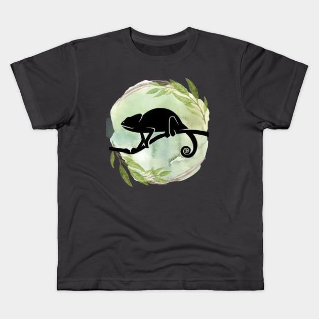 Chameleon silhouette Kids T-Shirt by Petprinty